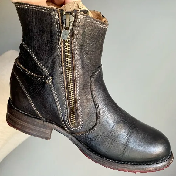 Bed Stu Eiffel Women’s 6 Bed Stu Eiffel Black Leather Zip Up Heeled Boots