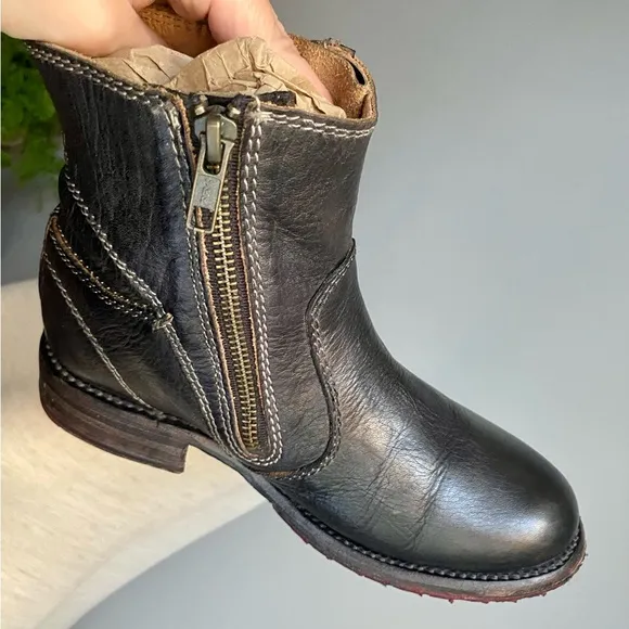Bed Stu Eiffel Women’s 6 Bed Stu Eiffel Black Leather Zip Up Heeled Boots