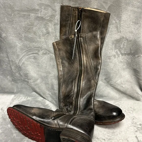Bed Stu Glaye Leather Buckled Tall Riding Boots Size 8