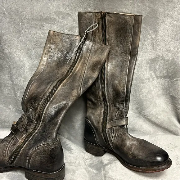 Bed Stu Glaye Leather Buckled Tall Riding Boots Size 8