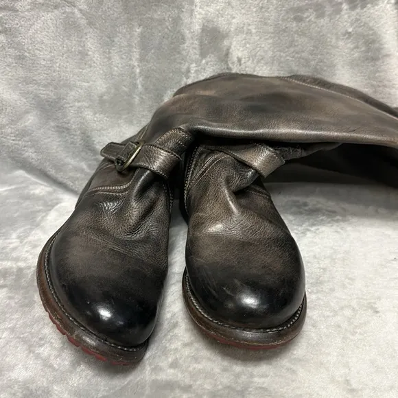 Bed Stu Glaye Leather Buckled Tall Riding Boots Size 8