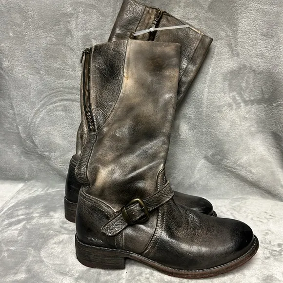 Bed Stu Glaye Leather Buckled Tall Riding Boots Size 8