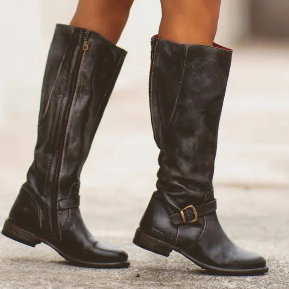 Bed Stu Glaye Leather Buckled Tall Riding Boots Size 8