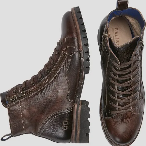 Bed Stu Old Bowen Mens Brown Leather Lace Up Combat Casual Dress Boots