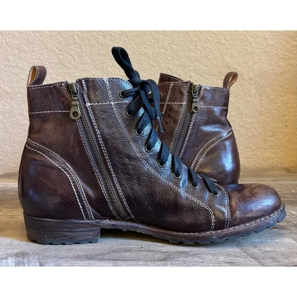 Bed Stu Old Bowen Mens Brown Leather Lace Up Combat Casual Dress Boots