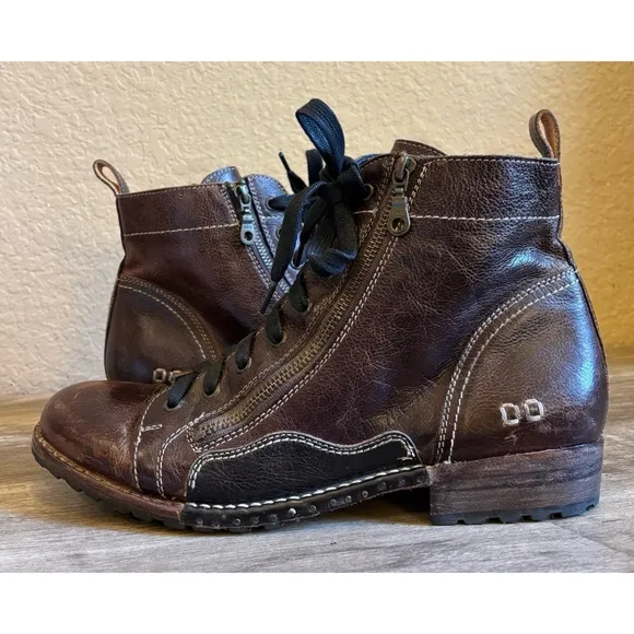 Bed Stu Old Bowen Mens Brown Leather Lace Up Combat Casual Dress Boots