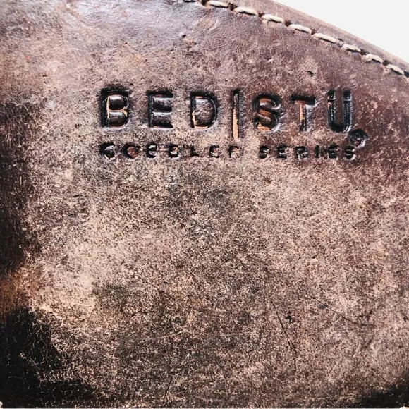 Bed|Stu Distressed Blue Leather Ankle Boots