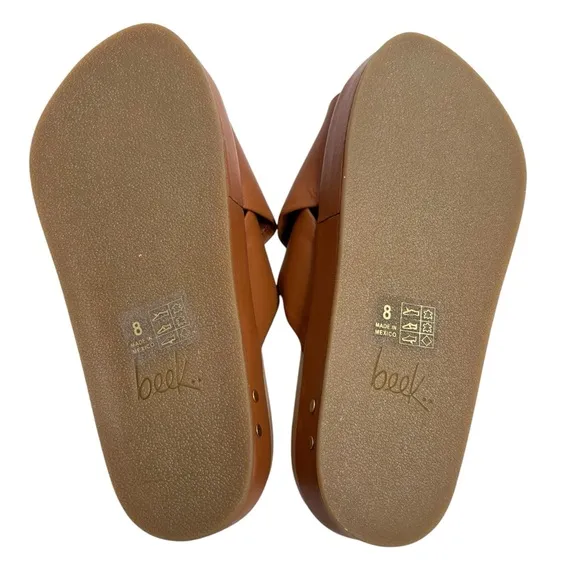 BEEK SIZE 8 BROWN HEN SLIDE LEATHER SANDAL SHOES : NWOT $290 RETAIL
