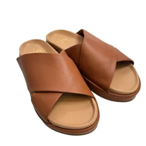BEEK SIZE 8 BROWN HEN SLIDE LEATHER SANDAL SHOES : NWOT $290 RETAIL