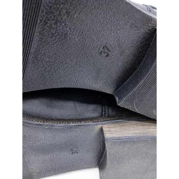 Bernie Mev Black Rodeo Leather Ankle Boots Booties US 6.5 7 EU 37