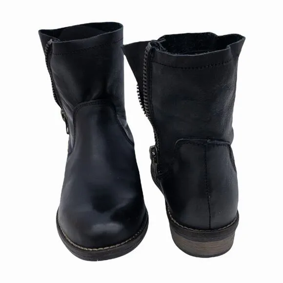 Bernie Mev Black Rodeo Leather Ankle Boots Booties US 6.5 7 EU 37