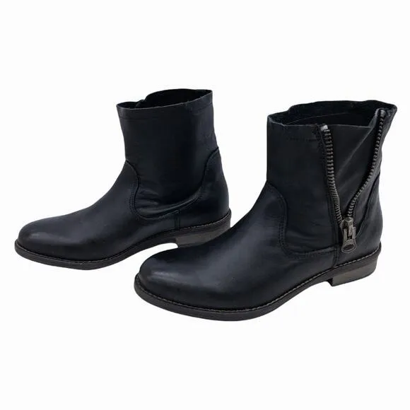 Bernie Mev Black Rodeo Leather Ankle Boots Booties US 6.5 7 EU 37