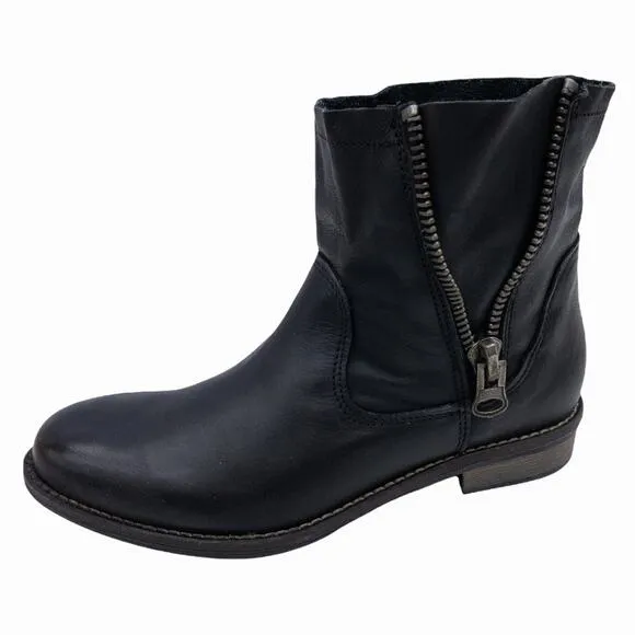 Bernie Mev Black Rodeo Leather Ankle Boots Booties US 6.5 7 EU 37