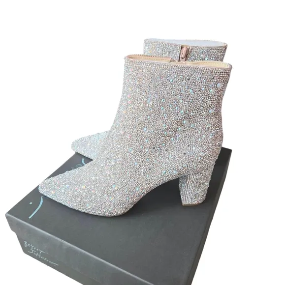 Betsey Johnson Cady Rhinestone Ankle Boots