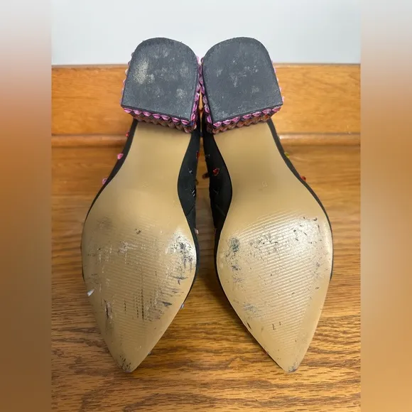 Betsey Johnson Kaydence Jeweled Ankle Boots Size 6 Chunky Block Heel Bling Fancy