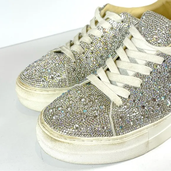 Betsy Johnson Sidny Crystal Pavé Platform Sneaker Women’s Size 8.5M