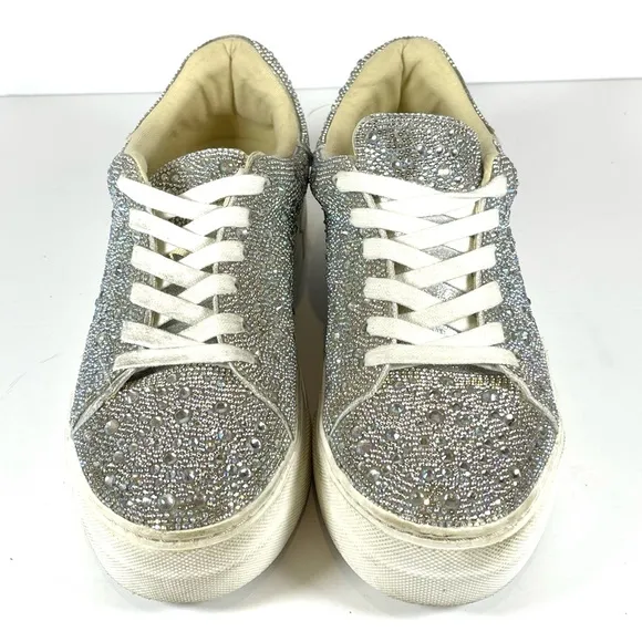 Betsy Johnson Sidny Crystal Pavé Platform Sneaker Women’s Size 8.5M