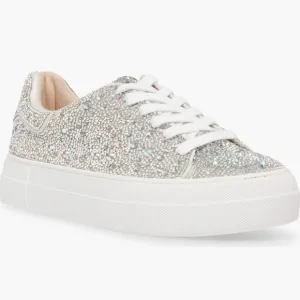 Betsy Johnson Sidny Crystal Pavé Platform Sneaker Women’s Size 8.5M