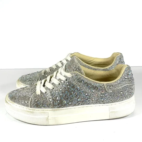 Betsy Johnson Sidny Crystal Pavé Platform Sneaker Women’s Size 8.5M
