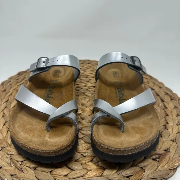 Betula Mia Silver Sandals Soft Bed Size 7 Women's