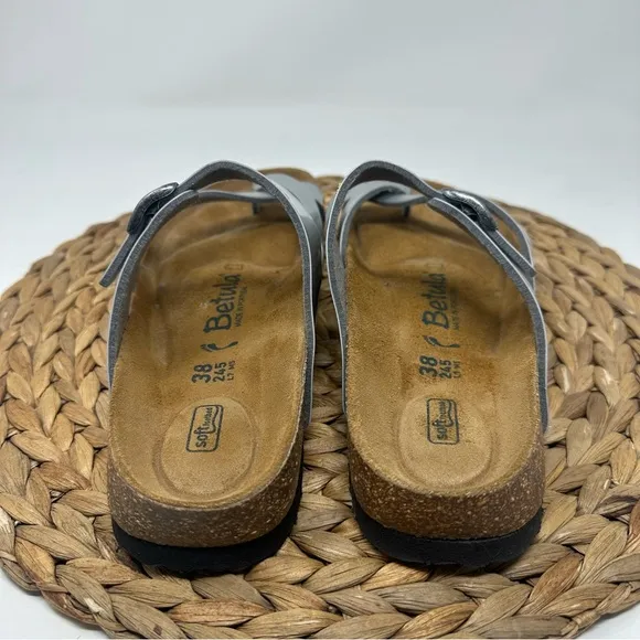 Betula Mia Silver Sandals Soft Bed Size 7 Women's