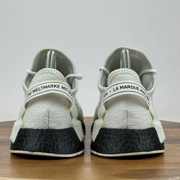 Big Kids Adidas NMD_R1 V2‎ White Overbranded Athletic Sneakers Shoes Size 5.5 Y