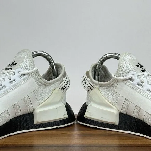 Big Kids Adidas NMD_R1 V2‎ White Overbranded Athletic Sneakers Shoes Size 5.5 Y