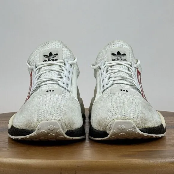 Big Kids Adidas NMD_R1 V2‎ White Overbranded Athletic Sneakers Shoes Size 5.5 Y