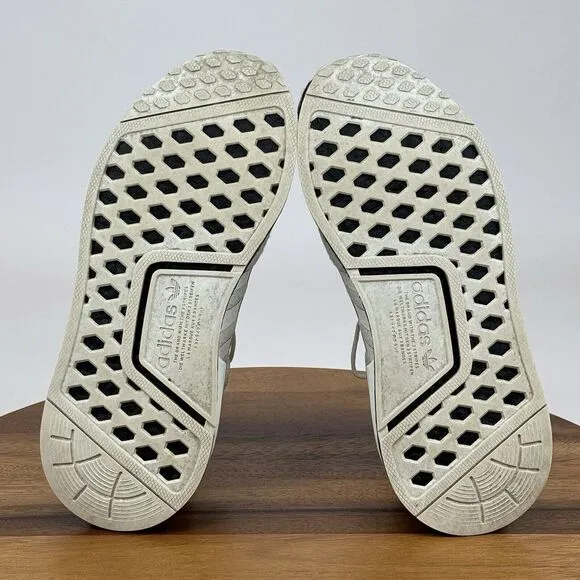 Big Kids Adidas NMD_R1 V2‎ White Overbranded Athletic Sneakers Shoes Size 5.5 Y