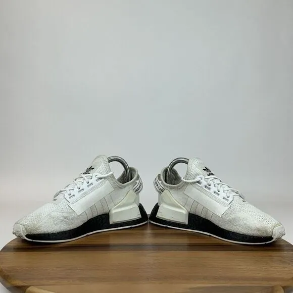 Big Kids Adidas NMD_R1 V2‎ White Overbranded Athletic Sneakers Shoes Size 5.5 Y