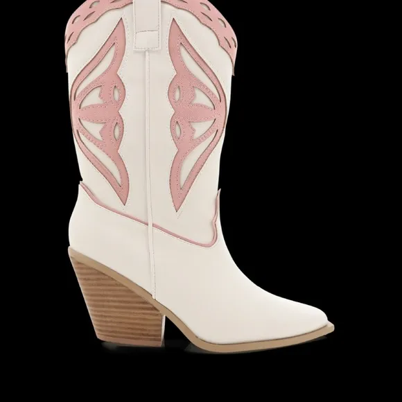 BILLINI CLAIRE IVORY-ROSE western boots 6 Nwob