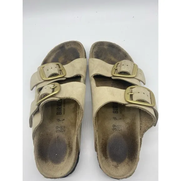 Birkenstock Arizona Big Buckle Leather Sandcastle Size 39 US8