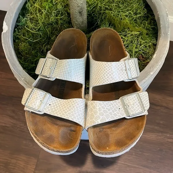 Birkenstock Arizona Glitter Snake Print Sandals