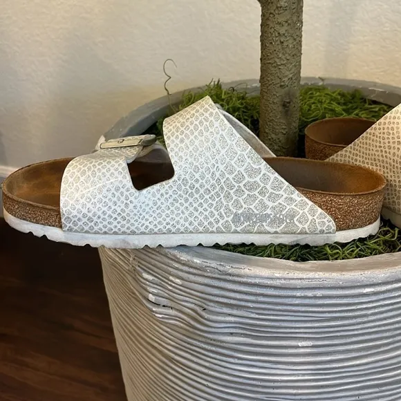 Birkenstock Arizona Glitter Snake Print Sandals
