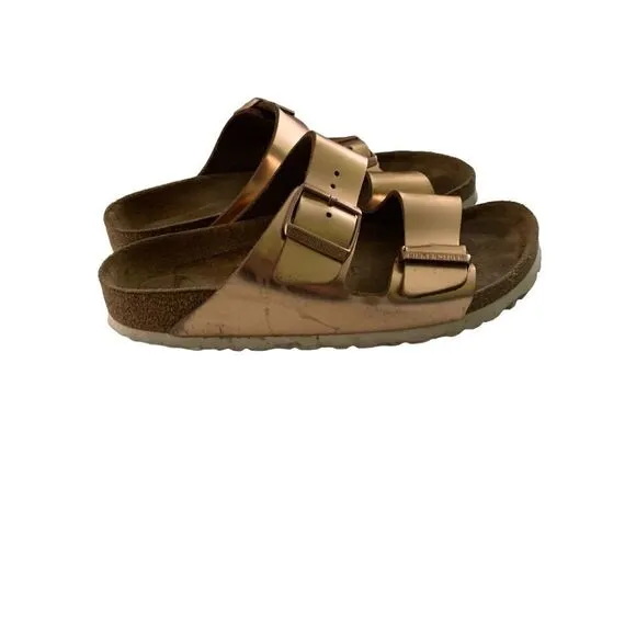 Birkenstock Arizona metallic rose gold sandals women's size 7