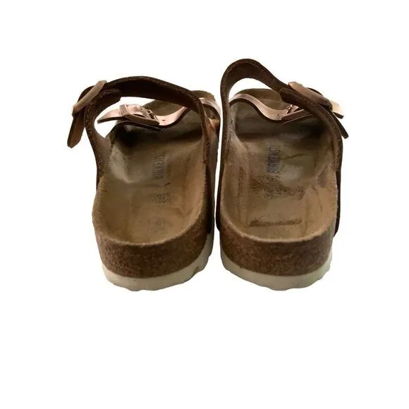 Birkenstock Arizona metallic rose gold sandals women's size 7