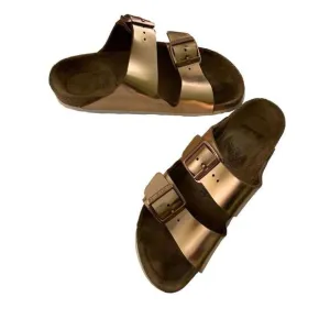 Birkenstock Arizona metallic rose gold sandals women's size 7