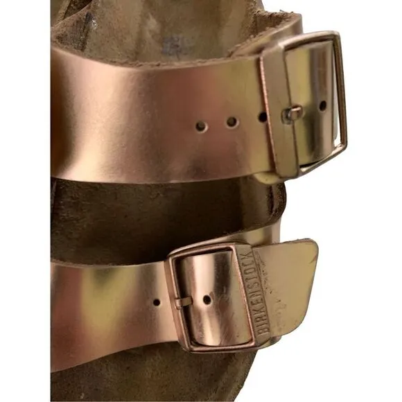 Birkenstock Arizona metallic rose gold sandals women's size 7
