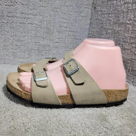 Birkenstock Arizona Rivet Vegan Size 38 L7 M5 N Taupe Birko-Flor Buckle Sandals