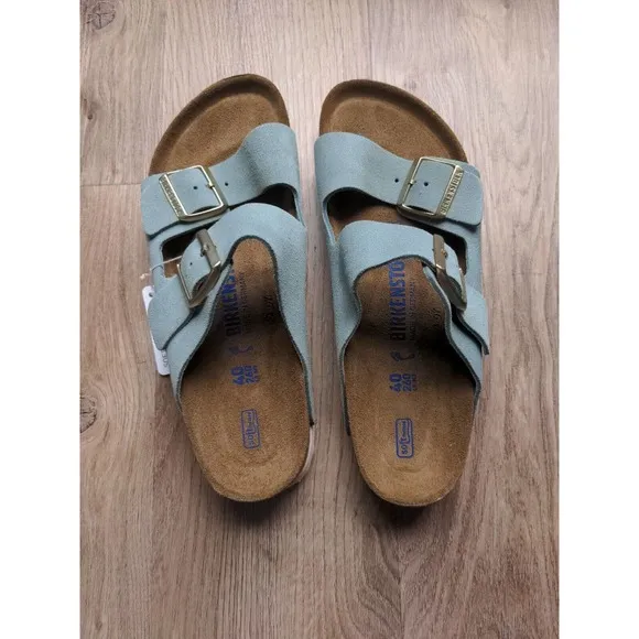 Birkenstock Arizona Soft Footbed Suede Sandals Light Baby Blue