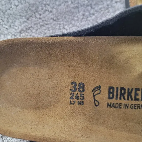 Birkenstock Arizona Unisex EU 38 US L7 M5 Black Birko-Flor Slide Regular Sandals