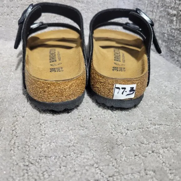 Birkenstock Arizona Unisex EU 38 US L7 M5 Black Birko-Flor Slide Regular Sandals