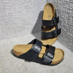 Birkenstock Arizona Unisex EU 38 US L7 M5 Black Birko-Flor Slide Regular Sandals