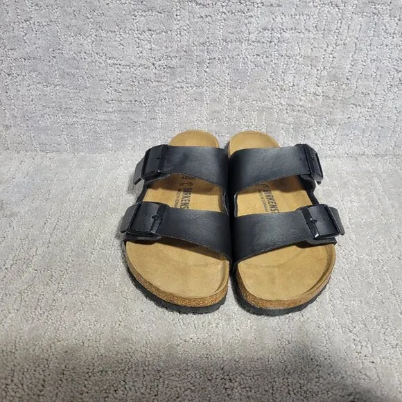 Birkenstock Arizona Unisex EU 38 US L7 M5 Black Birko-Flor Slide Regular Sandals