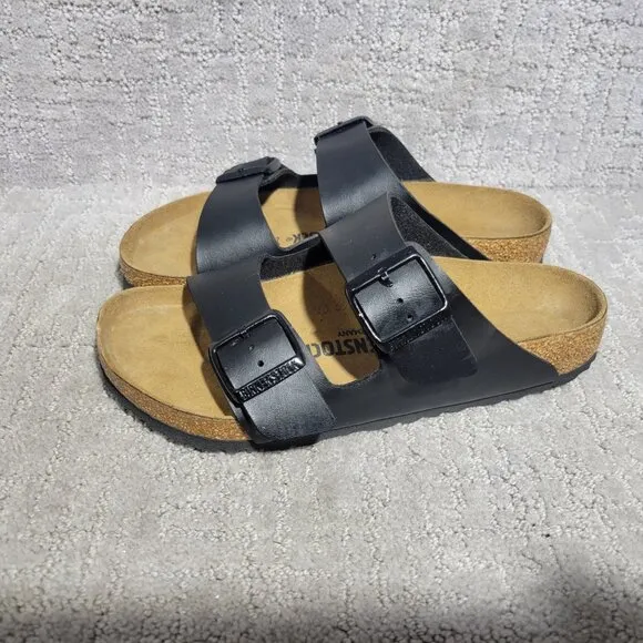 Birkenstock Arizona Unisex EU 38 US L7 M5 Black Birko-Flor Slide Regular Sandals