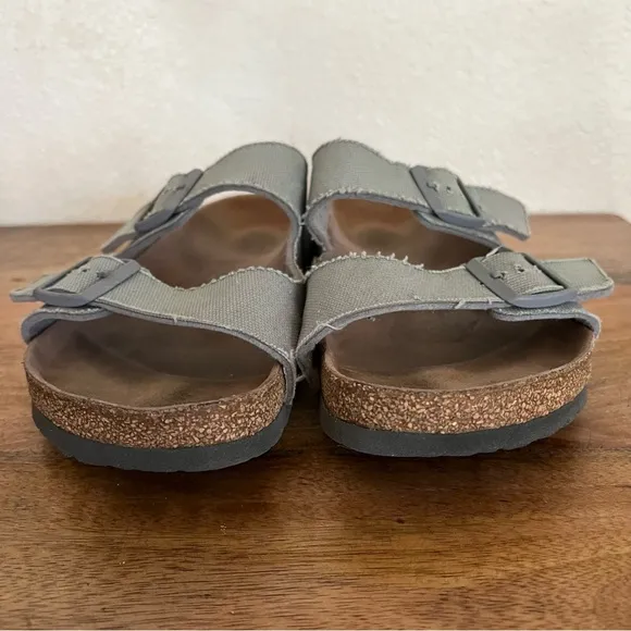 Birkenstock Arizona Vegan MenTextile - Stone Coin Sandals Size 10-10.5