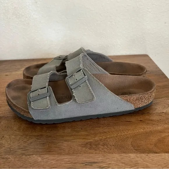 Birkenstock Arizona Vegan MenTextile - Stone Coin Sandals Size 10-10.5