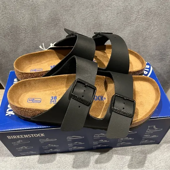 Birkenstock Arizona Women’s Sandals Soft Footbed Birko-Flor Black Size 7 US