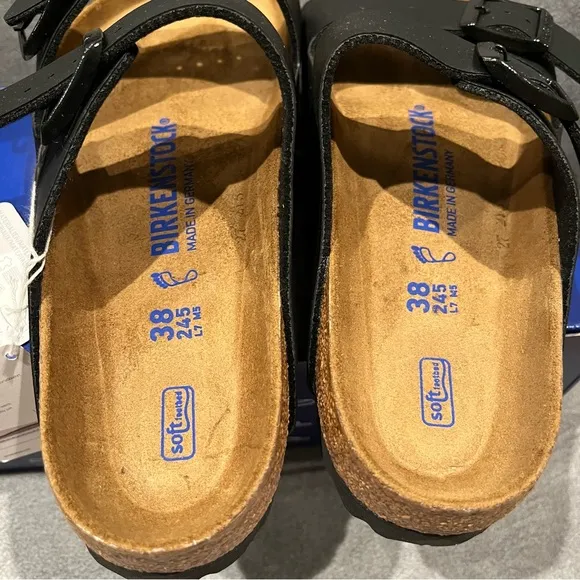 Birkenstock Arizona Women’s Sandals Soft Footbed Birko-Flor Black Size 7 US