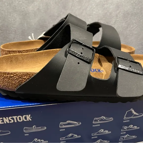 Birkenstock Arizona Women’s Sandals Soft Footbed Birko-Flor Black Size 7 US